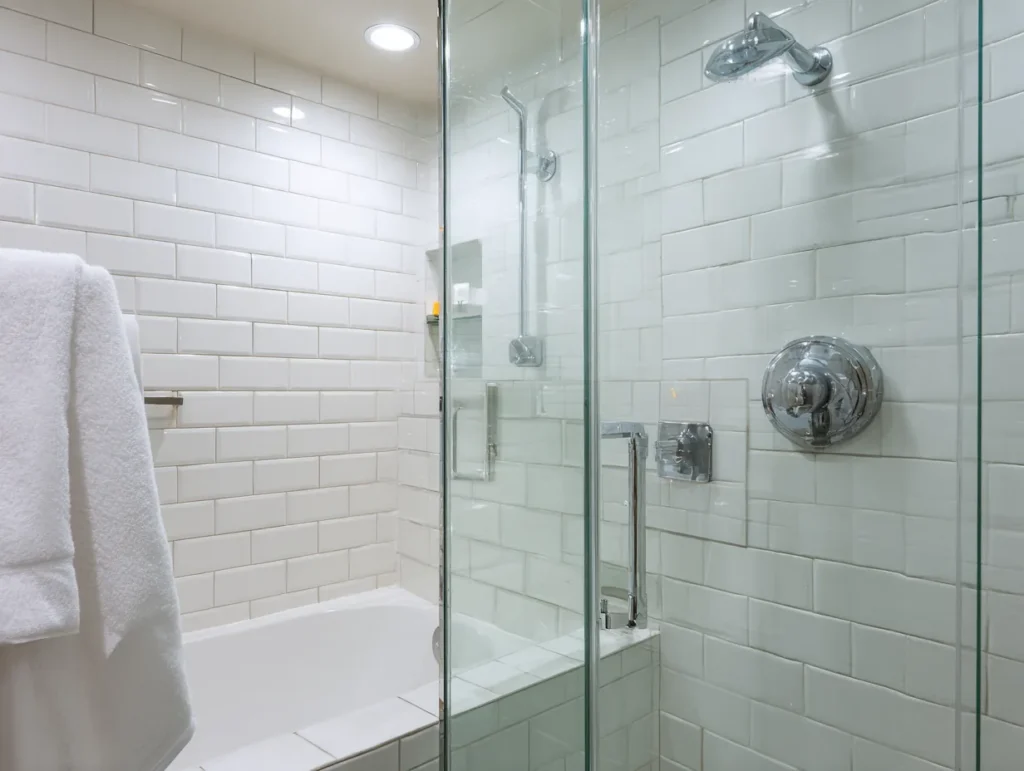 Shower glass and tile after cleaning